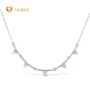 VLOVE produttori di gioielli personalizzati catene belle collane linea spezzata 14K 18K oro vera <span class=keywords><strong>collana</strong></span> di <span class=keywords><strong>diamanti</strong></span> - Product Image 3