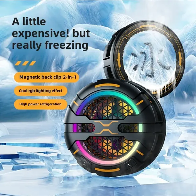 High Powerful Ice Freeze Semiconductor Magnetic/ Back-clip 2 in 1 PUBG Game Cooler W/ RGB Colorful Light for IOS Android