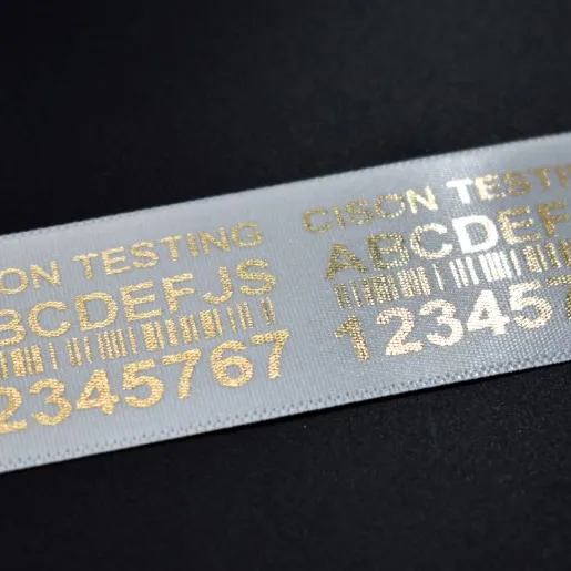 Satin etikett mit Goldsp litter druck in Rolle Fabrik preis Hot Sales Taft Textile tikett