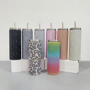 Paquete de 25 Vasos de Viaje de Acero Inoxidable de 20 oz con Logotipo Personalizado, Color Rosa Intenso, Azul, Negro, Arcoíris, Leopardo, Brillantes y con Pedrería, para Agua y Café - Product Image 1