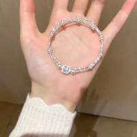 Bracelet en argent 925 avec faux perles en forme de cube de sucre à double couche, élégant et polyvalent, bijoux tendance haut de gamme pour unisexe