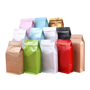 Gravure printing matte 1kg flat bottom coffe/coffee beans packaging bag with one way valve