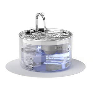 <span class=keywords><strong>Fontaine</strong></span> à <span class=keywords><strong>eau</strong></span> pour animaux de compagnie en verre de 2,8 L avec lumière LED, distributeur d'<span class=keywords><strong>eau</strong></span> automatique pour chat, forme de fleur, pompe silencieuse, niveau d'<span class=keywords><strong>eau</strong></span> visible - Product Image 1