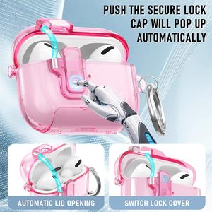 เคสสำหรับ AirPods Pro 3 พร้อมตัวล็อคเพื่อความปลอดภัย เปิดอัตโนมัติ ป้องกันการกระแทก ฝาครอบหูฟังแบบใส สำหรับ Airpods 4 Pro 2 3 - Product Image 2