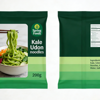 Natural Vegan Low Sodium Durum Wheat Kale Udon Noodles Cooked Bag 1 Minute Asian Pasta