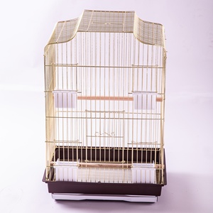 <b>Small</b> Bird Cage With Plastic Tray White Wire Frame Durable Indoor Use Simple Rectangle Design - Product Image 1