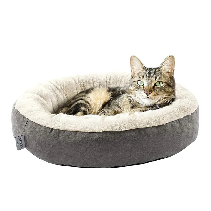 wholesale high quality soft fluffy plush donut cat and dog bed nest washable dog sofa beds colorful soft warm pet bed
