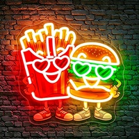 Letreros de Neón con Diseño de Hamburguesa Impresos con UV para Decoración de Paredes Interiores