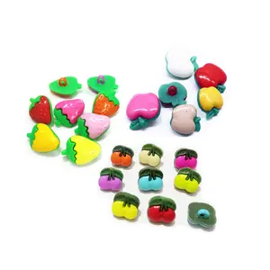 cartoon apple strawberry cherry design combined shank plastic fruit buttons for kids clothing