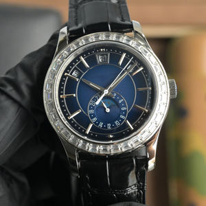 2025 lujo nuevo espejo de cristal azul de alta calidad 240SC movimiento negocios 5205 reloj mecánico VVS bisel de diamante - Product Image 3