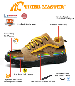 Chaussures de sécurité pour hommes Tiger Master en daim <span class=keywords><strong>jaune</strong></span>, embout en acier, semelle intermédiaire en acier, anti-perforation, respirantes, résistantes à l'huile et au glissement, semelle en PU - Product Image 6