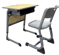 Ensemble de bureau et chaise d'école réglables avec panneau frontal en bois, pieds en U, table d'étude avec fente pour stylo, mobilier ergonomique pour étudiants