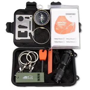 应急套件9合1户外批发生存装备套件便携式EDC应急生存工具套装带礼品盒