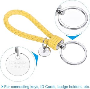 Porte-clés en cuir tressé fait main de qualité supérieure, cordon porte-clés en acier inoxydable, pendentif de voiture, accessoires de mode de créateur pour hommes et femmes - Product Image 3