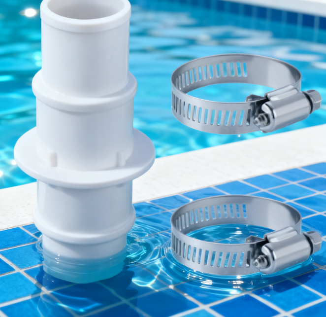 1 connecteur de tuyau 2 viroles-blanc