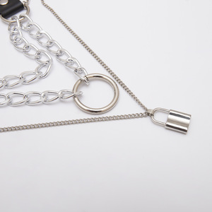 Fashion Chains <b>Necklace</b> Multi Layered Geometric Lock Shape Zinc Alloy Punk Style Party Jewelry - Product Image 4