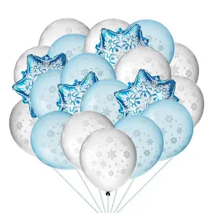 Wit Blauw Bevroren Winter Thema Ballonnen Set Sneeuwvlokken Latex Sneeuwvlok Ballonnen Baby Shower Verjaardagsfeestje Decor Kk788