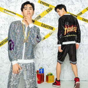 New Stage Wear Costume de danse <span class=keywords><strong>Jazz</strong></span> DS pour hommes et femmes Costume de performance Paillettes - Product Image 3