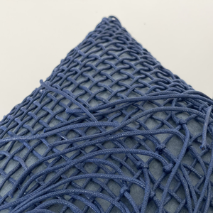 Décor de canapé à la maison housse de coussin nordique couleur unie doux carré jeter taie d'oreiller couverture exclusive en cuir frange <span class=keywords><strong>macramé</strong></span> <span class=keywords><strong>bleu</strong></span> foncé - Product Image 5