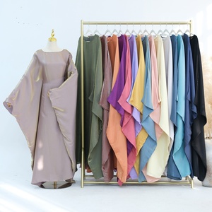 2026年新作 バットウィングバタフライスリーブ サテンアバヤ ドバイ ムスリム マキシドレス カフタンアバヤ 女性用 ケバヤ カフタン ローブ フェムドレス - Product Image 1