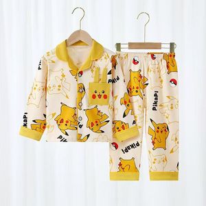 Nouveaux ensembles de pyjamas pour garçons et filles printemps/automne 2025, style long, pur coton, doux et respirant, vêtements de maison - Product Image 5