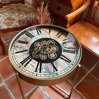 Table basse de salon avec engrenage d'horloge américain, style rétro, haut de gamme, petite table d'appoint, design luxueux pour petit appartement, séjour