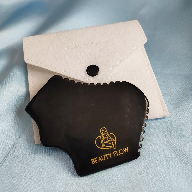 Персонализированный черный камень гуаша Ша в форме и упаковочной коробке, карточка с инструкцией, персонализированный логотип