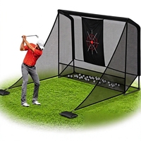 Enceinte de simulateur de golf pour entraînement 10x7ft en acier thermolaqué avec filet anti-déchirure, retour automatique de balles, barrières latérales silencieuses et poignée de transport