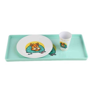 Service de table pour enfants en plastique incassable, assiette, tasse et plateau ronds, pour les repas des enfants - Product Image 2