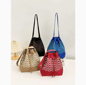 กระเป๋าถือสะพายไหล่แบบถัก PEIQUAN รุ่นเปิดด้านบน มีเชือกผูกและกระดุมแม่เหล็ก สำหรับผู้หญิง ความจุขนาดใหญ่ สไตล์ลำลอง - Product Image 4