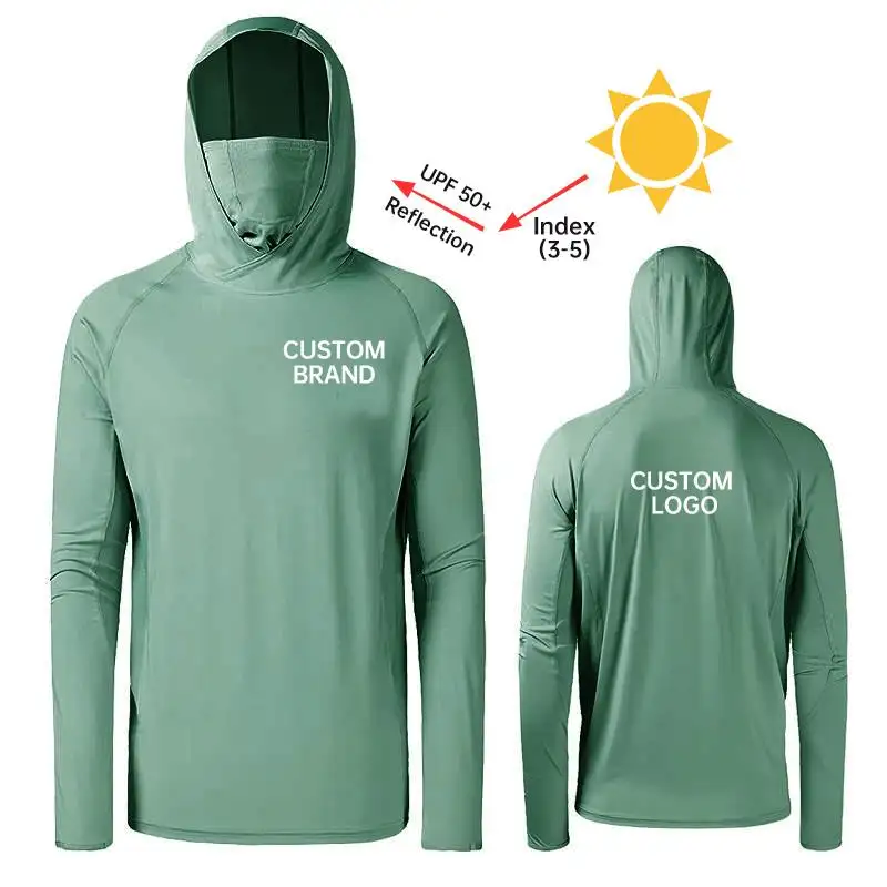 Benutzer definierte UPF 50 Angel hemden Outdoor UV-Bekleidung Männer tragen Sun Performance Kleidung SPF Langarm Cotton Jersey