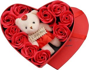 10 Rosas Preservadas con Oso de Peluche en Caja de Regalo, Regalos de Rosas Eternas para Novia, Aniversario, Regalos de San Valentín para Ella y Él - Product Image 2