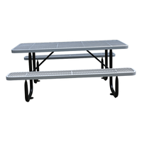 Meubles de patio extérieur table de pique-nique en acier de 6 pieds et 8 pieds avec banquette à l'extérieur restaurant événement long ensemble de salle à manger chaise de table en métal