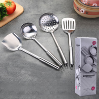 Kit de cuisine 9 pièces avec logo personnalisé kit d'ustensiles de cuisine en acier inoxydable spatule cuillère louche à soupe fente pâtes et tourneur