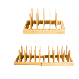 Wooden <b>Pot</b> <b>Lid</b> Storage Rack Multi Functional Kitchen Cookware Drainer Countertop Organizer Large Size - Product Image 5