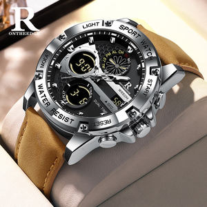 <span class=keywords><strong>ONTHEEDGE</strong></span> Montre de luxe pour homme en cuir, étanche, lumineuse, avec date, montre-bracelet à quartz pour homme, Relogois Masculino - Product Image 1