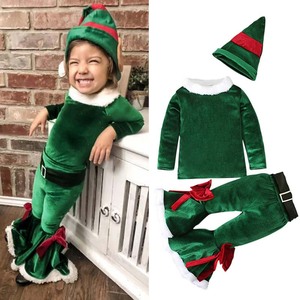 Traje de Navidad para Niña Pequeña, Pantalones de Felpa con Volantes, Gorro, Disfraz de Santa Claus, Modelo GCRS-010, Proveedor HP China - Product Image 2