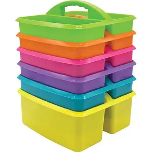 Großhandel helle Farben tragbare Kunststoff-Aufbewahrung behälter 6er-Pack, 3-fach Kunststoff-Kunst-Caddy für Kinder