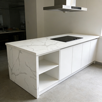 Grande dalle de pierre d'ingénierie texturée pour plan de travail de cuisine d'hôtel moderne, en pierre de quartz artificielle, surface solide, imperméable