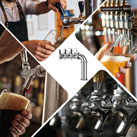 Tour à bière pression commerciale en forme de L de 102 mm avec 3 sorties et éclairage LED en forme de médaillon