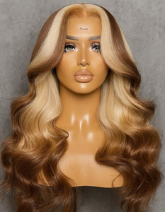 Oferta Mayorista para Proveedores de Cabello: Pelucas de Cabello Humano con Cutícula Alineada, Ondas de Agua para Mujeres Negras, HD Full Lace, Ombre Marrón, Ondas Corporales - Product Image 5