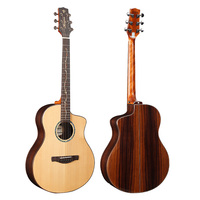 Gitar Akustik M-53S Solid Mahogany, Bagian Belakang dan Samping dari Kayu Mahoni, 6 Senar, Finishing Matte, Cutaway, untuk Pemula