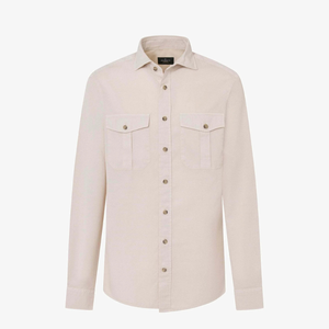 Men's Casual Button-<b>Down</b> Shirt-Tan Brown Long Sleeve Pockets Classic Fit 100% Cotton Quick Dry Washed Hem Solid Pattern - Product Image 1
