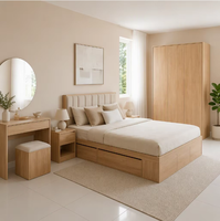 Vente en gros usine Yifan Bedset01 Ensemble de chambre moderne en bois MDF avec lit de rangement extensible hydraulique, armoire, commode et table de chevet King Size