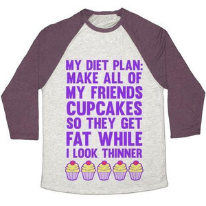 Camiseta de béisbol unisex de mezcla triple My Diet Plan (Cupcakes) - Product Image 3