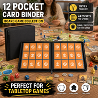 Album de cartes à collectionner en PU avec fermeture éclair et 12 pochettes pour le rangement et la présentation des cartes de jeux de société – Idéal pour les soirées jeux