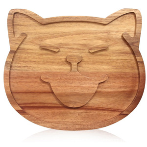 Plateau en bois d'acacia en forme de chat avec poignée pour servir des collations et du fromage lors de réceptions en plein air, plateau décoratif pour table à manger - Product Image 5
