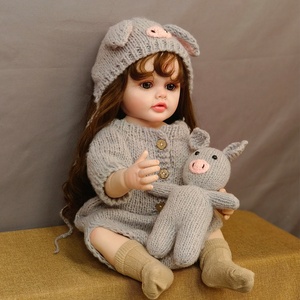 Poupées jumelles R&B <span class=keywords><strong>Bebe</strong></span> Reborn Grande avec cheveux longs, nouveau-nés, bébés filles, jouet doux, 22 pouces - Product Image 3