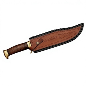 Couteau Bowie personnalisé fait main en acier Damas pour le camping et la chasse, manche en bois, bord plat, OEM/ODM, couteaux Bowie personnalisables - Product Image 2