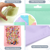 Pochettes zippées holographiques épaisses colorées à fermeture autocollante, sacs d'emballage personnalisés pour bijoux, cartes, collations et rangement de cadeaux de fêtes